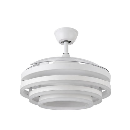 Ventilador KAI fabricado en metal blanco y ABS transparente, con iluminación LED de 6120 lúmenes