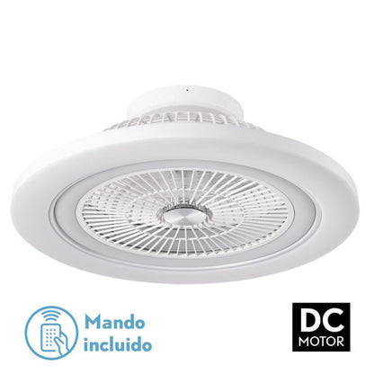 Ventilador de techo Mato Blanco 72W DC, vista frontal, 5 aspas transparentes