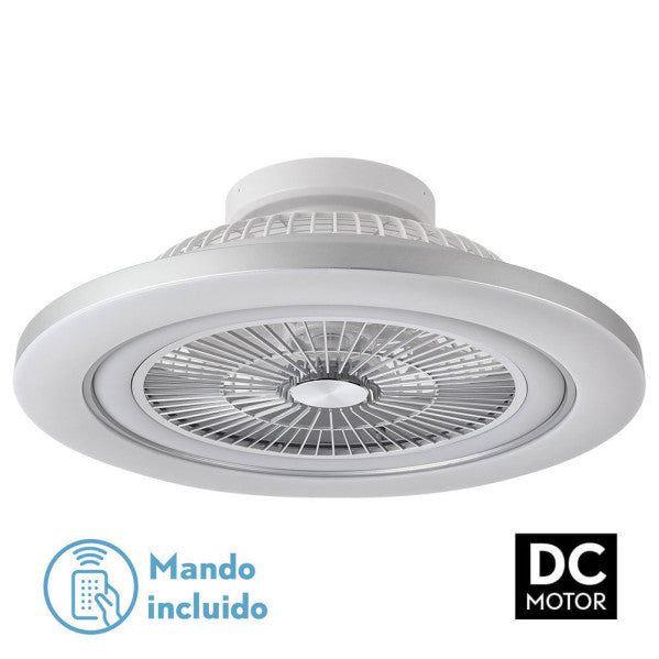 Ventilador de Techo con Luz LED Mato 58 cm Níquel Fabrilamp - Vista frontal principal en fondo blanco | LuzGurú