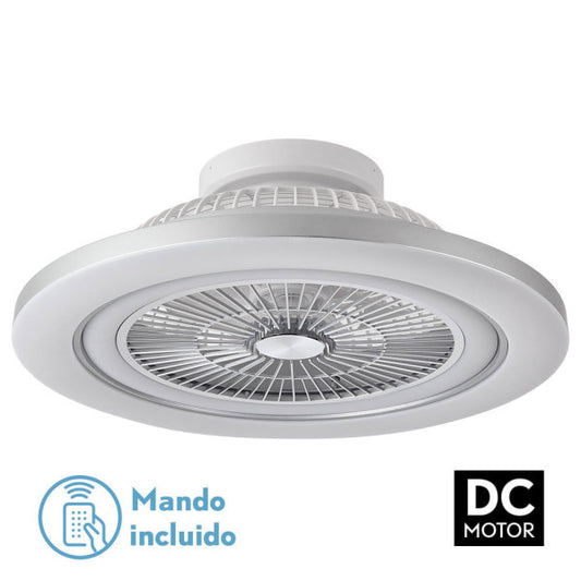 Ventilador de Techo con Luz LED Mato 58 cm Níquel Fabrilamp - Vista frontal principal en fondo blanco | LuzGurú