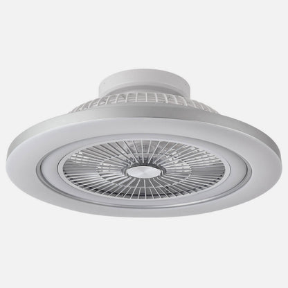 Ventilador de Techo con Luz LED Mato 58 cm Níquel Fabrilamp encendida con proyección de luz y ambiente | LuzGurú
