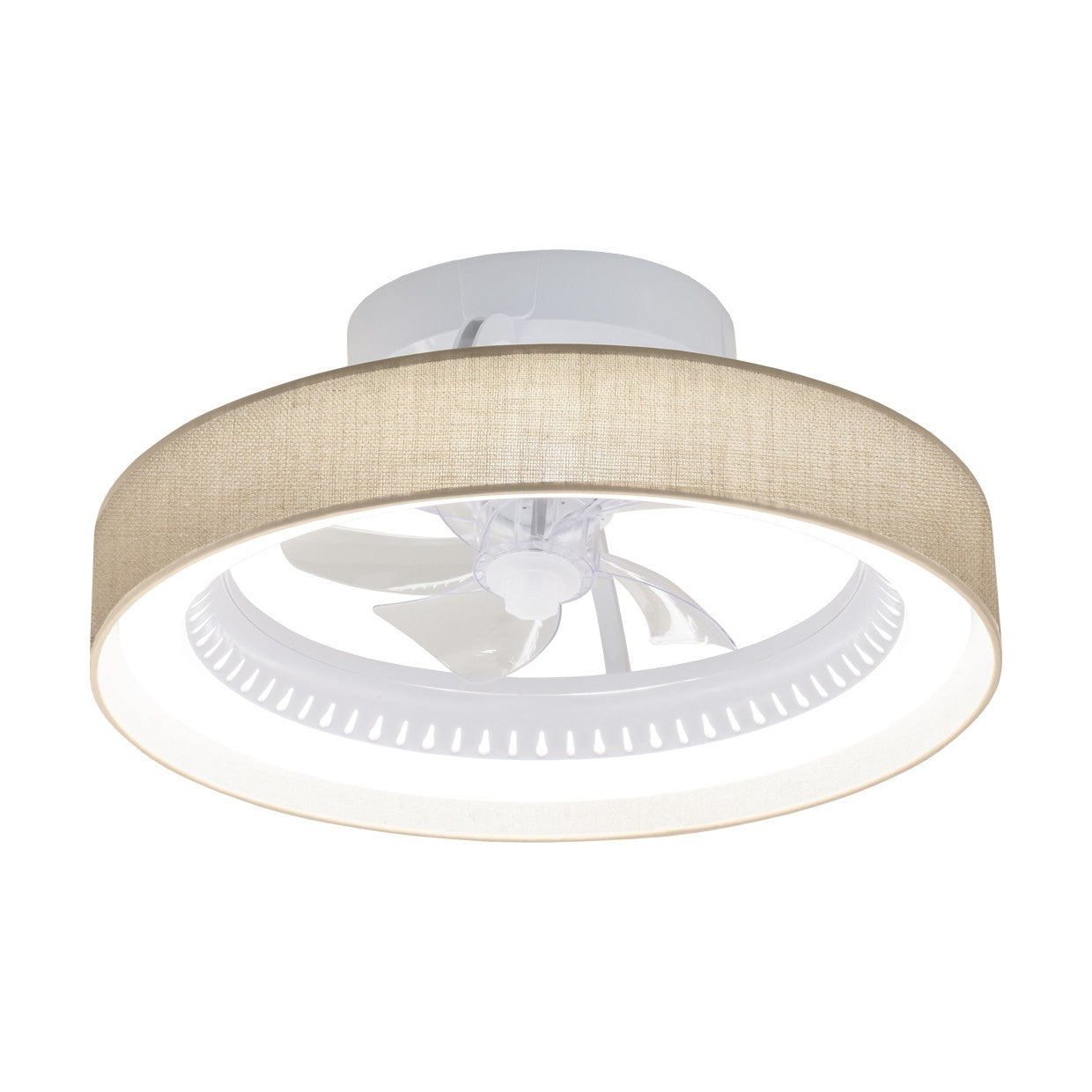 Ventilador plafonero ARCO Blanco-Saco 5 palas LED 40W AJP / Alemar en techo moderno