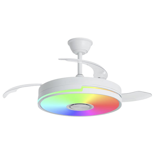 Ventilador de techo Auron blanco con palas retráctiles y luz LED RGB de AJP / Alemar