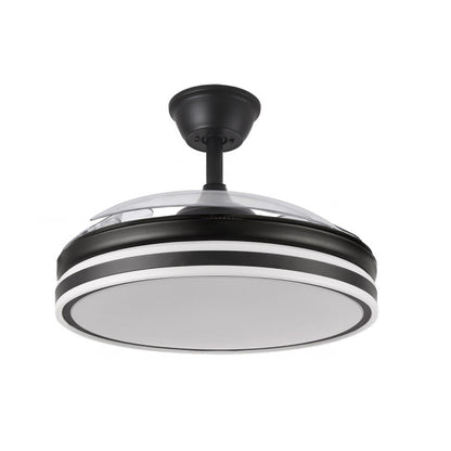 Ventilador Bayomo 72w Negro con aspas desplegables, detalle del mando a distancia.