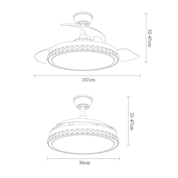 Ventilador Biliku Níquel, mando a distancia incluido.