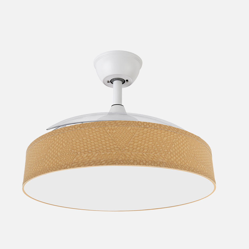 Ventilador Boga fabricado en Metal, ABS, Textil y Policarbonato color Blanco/Amarillo