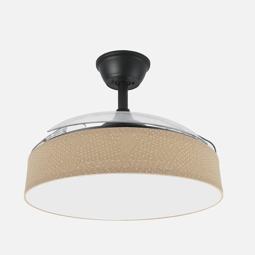 Ventilador Boga fabricado en metal color negro/beis con aspas de ABS