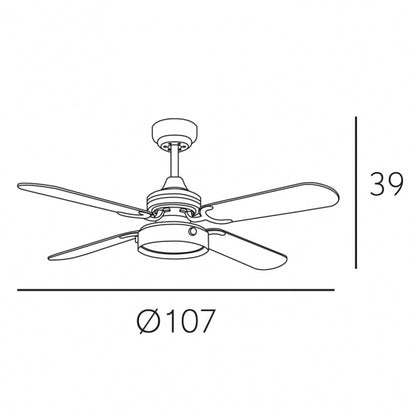 Ventilador de techo Bornan 16W, instalación en techo, Fabrilamp