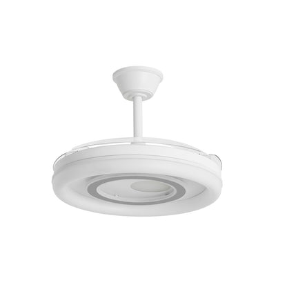 Ventilador de techo Bribón Blanco-Plata AJP / Alemar con luz LED encendida, vista lateral