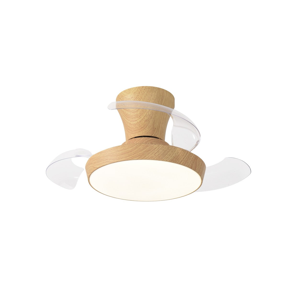 Ventilador de techo retráctil Cabrio Madera AJP / Alemar con palas cerradas, vista frontal