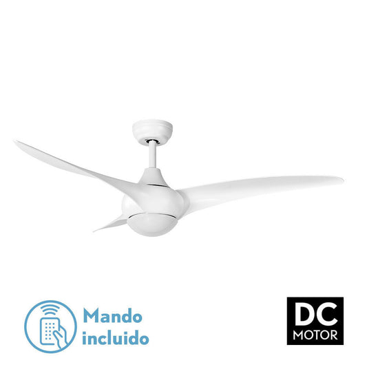 Ventilador techo CANEA fabricado en metal y ABS color blanco, aspas de policarbonato para mayor durabilidad