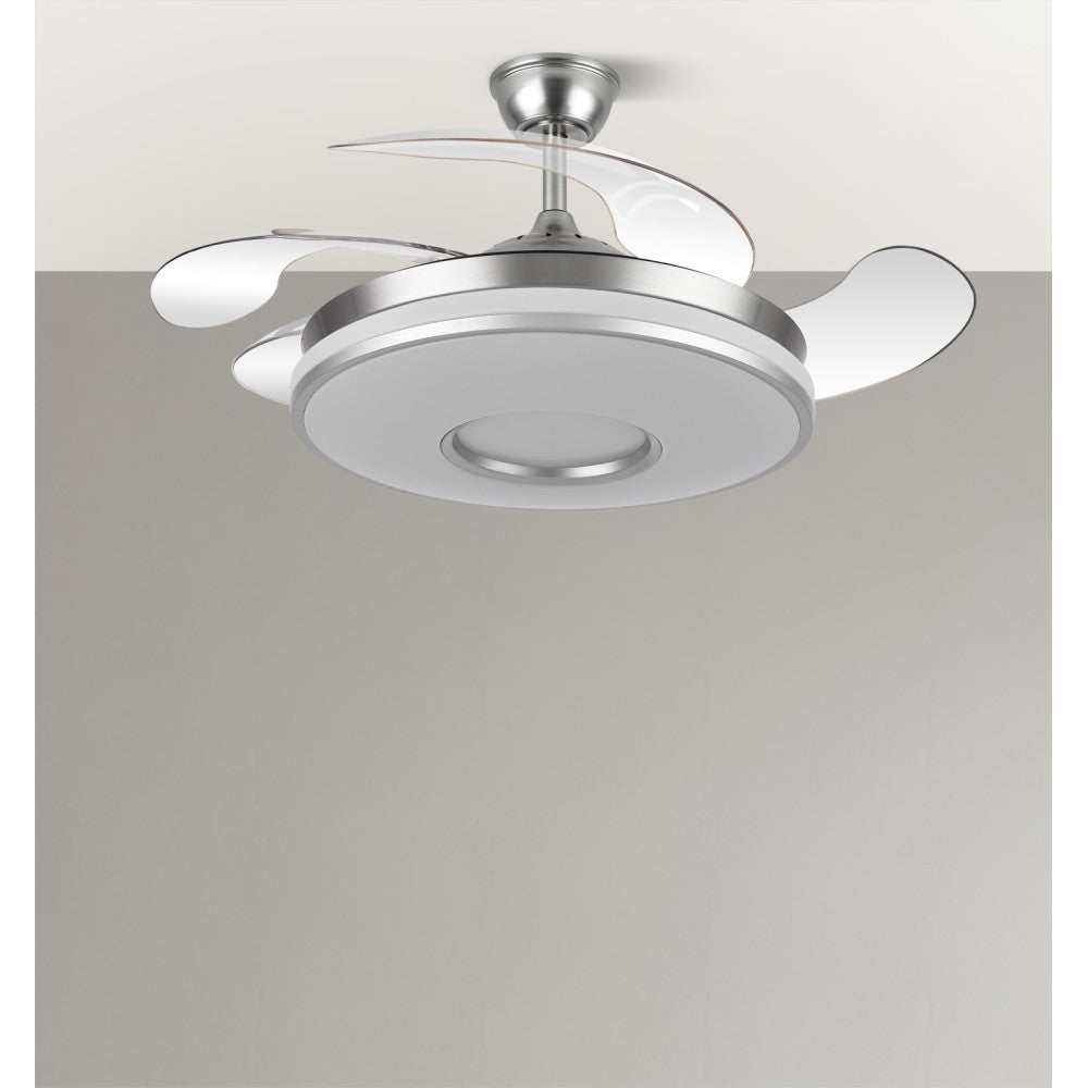 Elegante ventilador de techo níquel ideal para salón o dormitorio
