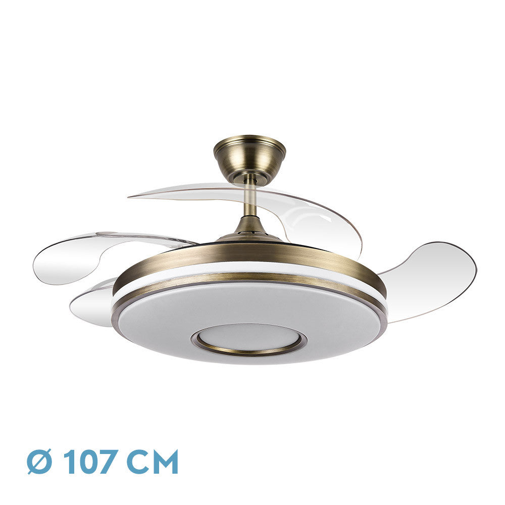 Ventilador de techo LED Dani Fabrilamp / Abrila con aspas retráctiles, SKU 165391414