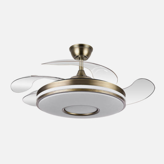 Ventilador de Techo Dani 106 cm Cuero con Luz LED Fabrilamp - Vista frontal principal en fondo blanco | LuzGurú