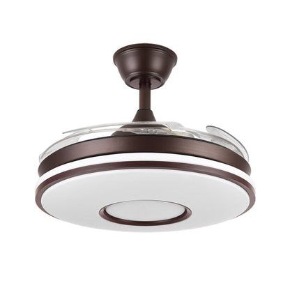 Ventilador de Techo con Luz LED Dani 106 cm Marrón Fabrilamp instalada en ambiente decorativo de salón o dormitorio | Fabrilamp / Abrila