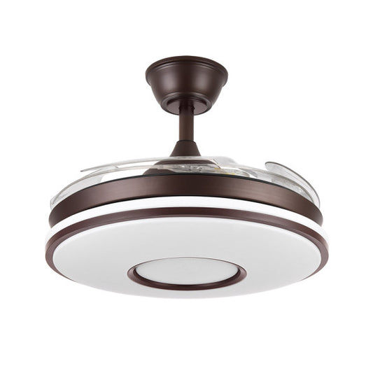 Ventilador de Techo con Luz LED Dani 106 cm Marrón Fabrilamp instalada en ambiente decorativo de salón o dormitorio | Fabrilamp / Abrila