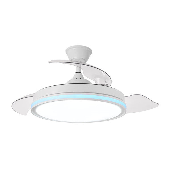 Ventilador de Techo Cacique 107 cm Aspas Retráctiles LED RGB Blanco Fabrilamp