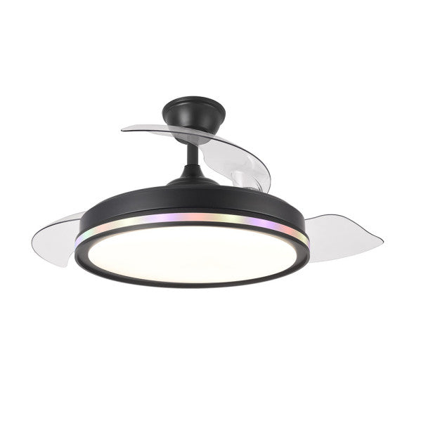 Ventilador de Techo Cacique 107 cm Aspas Retráctiles Negro Fabrilamp