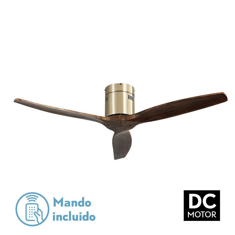 Ventilador de Techo Aguilón Fabrilamp / Abrila con Motor DC y Aspas de Roble, Ref. 128290364