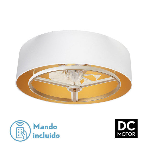 Ventilador de techo Anuska Blanco/Oro, vista frontal, luzguru.com