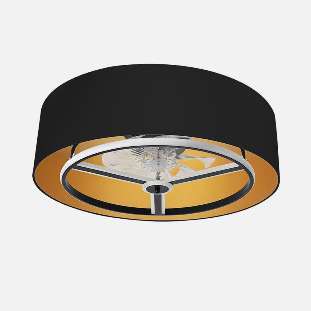 Elegante ventilador negro y oro ideal para iluminar y refrescar tu salón