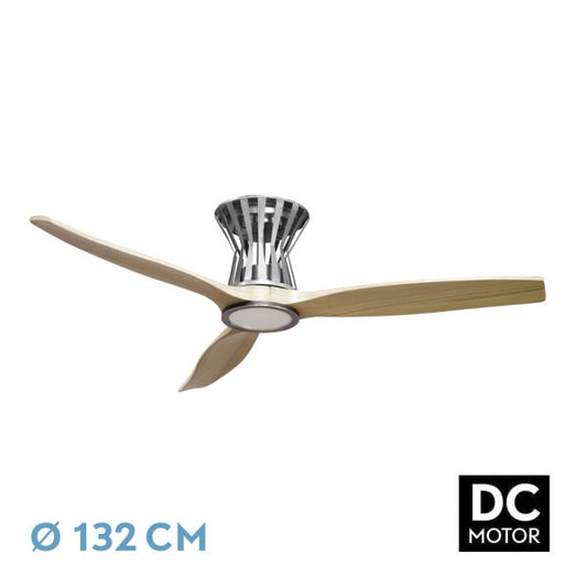 Ventilador de Techo con Luz Baltir 132 cm Níquel y Haya Fabrilamp - imagen 2 | Fabrilamp / Abrila