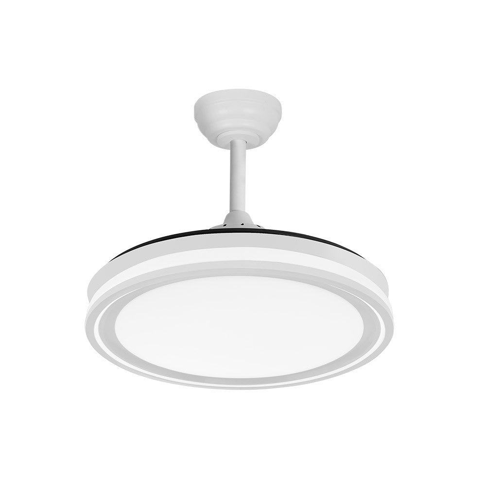 Ventilador Bandido fabricado en Metal color Blanco con aspas de ABS transparente