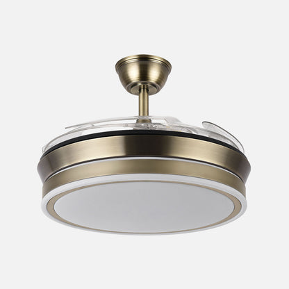 Ventilador Bayomo fabricado en metal color cuero y ABS transparente