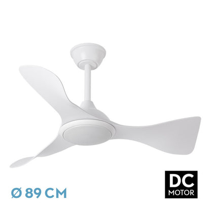 Ventilador de techo Caiman 36W blanco, vista frontal, Fabrilamp