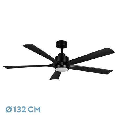 Ventilador de techo Cairo 24W negro de Fabrilamp, 5 aspas, 132cm de diámetro, con mando a distancia y temporizador.