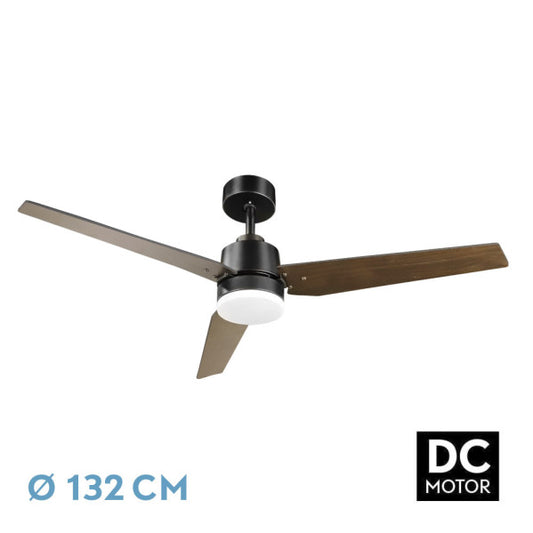 Ventilador de Techo con Luz Captus 132 cm Negro y Roble Fabrilamp - vista principal | Fabrilamp / Abrila