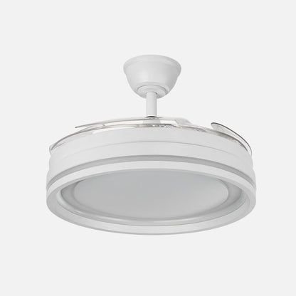 Ventilador Cerrato fabricado en metal color blanco con aspas de ABS