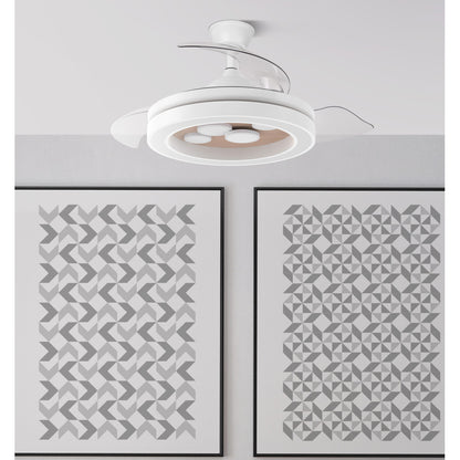 Elegante ventilador blanco y haya ideal para salón o dormitorio