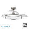 Ventilador de techo Dani Níquel Fabrilamp, vista frontal con aspas desplegadas.