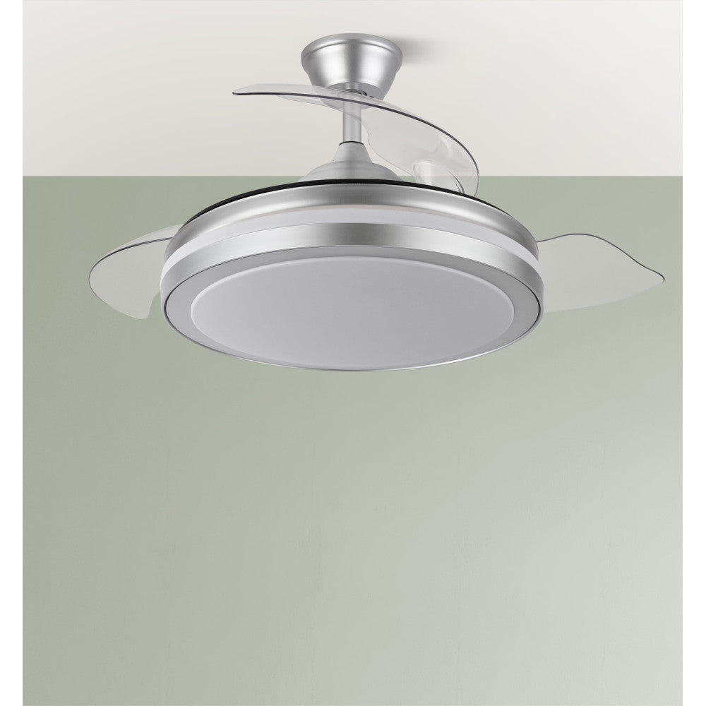 Elegante ventilador con aspas retráctiles ideal para salón