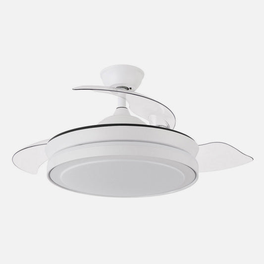 Ventilador de Techo Esparta Mini 91 cm Blanco con Luz LED Fabrilamp - Vista frontal principal en fondo blanco | LuzGurú