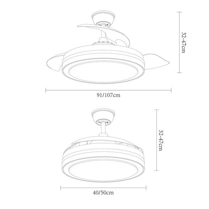 Ventilador de Techo Esparta Mini 91 cm Blanco con Luz LED Fabrilamp encendida con proyección de luz y ambiente | LuzGurú