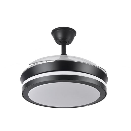 Ventilador Esparta Mini fabricado en Metal color Negro con aspas de ABS transparente