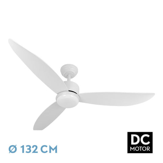 Ventilador de techo Genil DC 24W blanco de Fabrilamp, vista frontal.