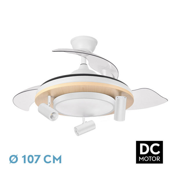 Ventilador de Techo Retráctil Gladiator DC 107 cm Negro Madera Fabrilamp