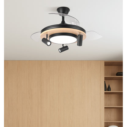 Elegante ventilador negro y madera ideal para el salón