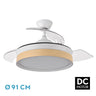 Ventilador de techo Iglu blanco/haya con aspas retráctiles, mando a distancia y temporizador. Fabrilamp.