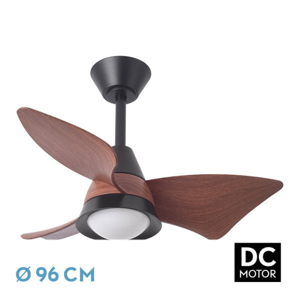 Ventilador DC Jaguar 30W 3000lm Negro/Roble, vista frontal