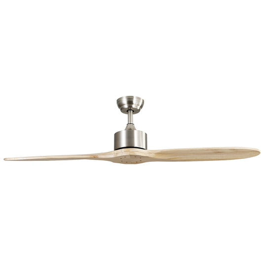 Ventilador Leste fabricado en metal color níquel y aspas de madera de haya