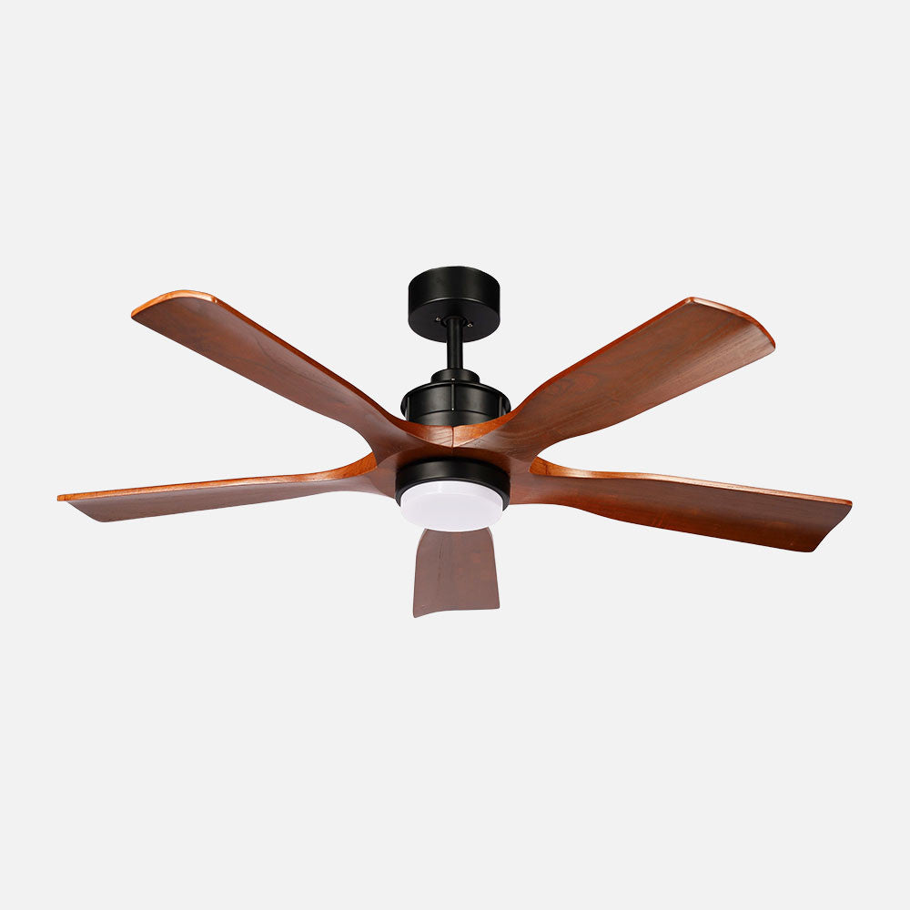 Ventilador de techo DC Letur Fabrilamp / Abrila negro y roble, ref. 261691536