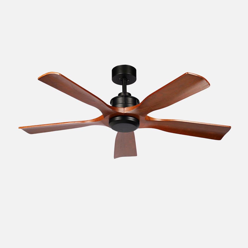 Ventilador Letur fabricado en metal y madera color negro y roble