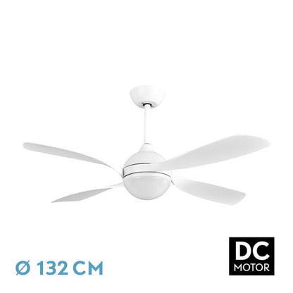 Ventilador de techo Livorno DC blanco de Fabrilamp, 132cm, 3250 lúmenes, mando a distancia incluido.