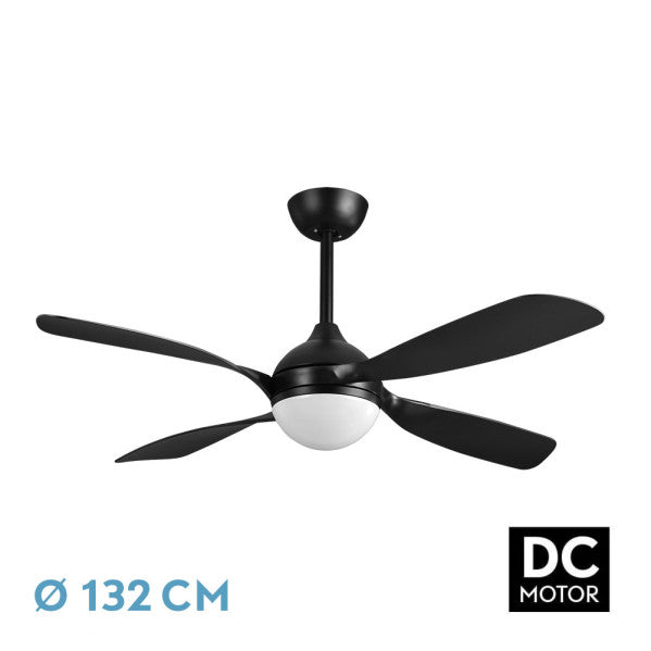 Ventilador de techo Livorno negro de Fabrilamp, con 4 aspas y mando a distancia, luzguru.com