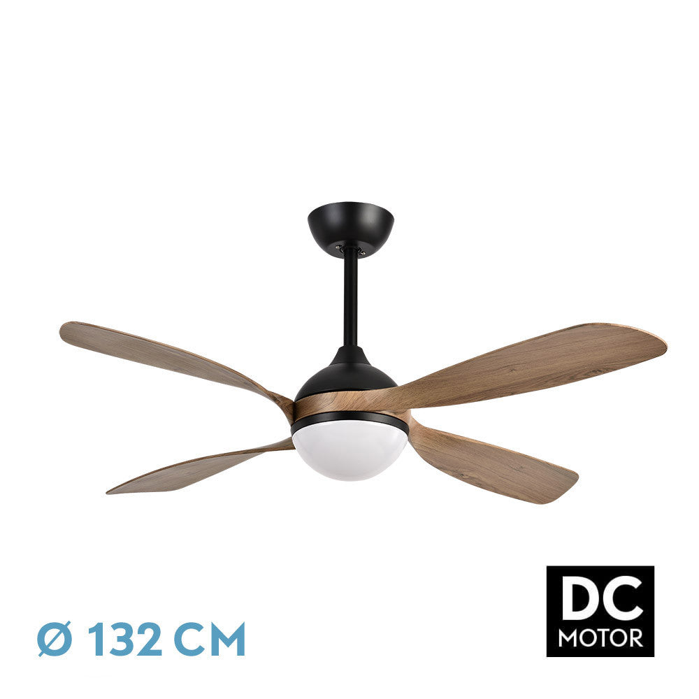 Livorno Ventilador de Techo Silencioso DC Negro y Roble Fabrilamp