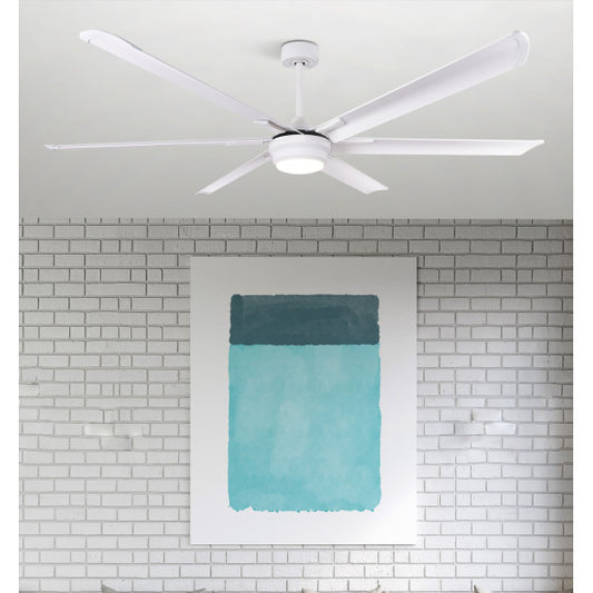 Ventilador de Techo Marea 198 cm Blanco con Luz LED Fabrilamp - Vista frontal principal en fondo blanco | LuzGurú